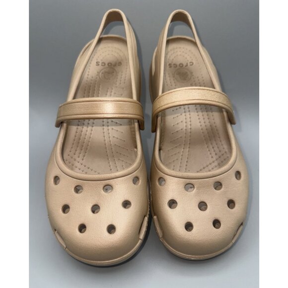 Crocs Gold  Shayna Mary Jane Mules Flat Women's 7 - Picture 1 of 3